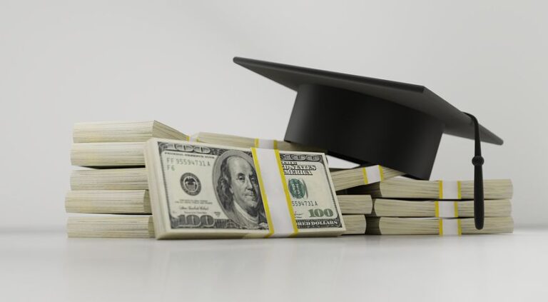 photo of stacks of money and a graduation cap depicting how Schlanger Law Group can help resolve student loan identity theft